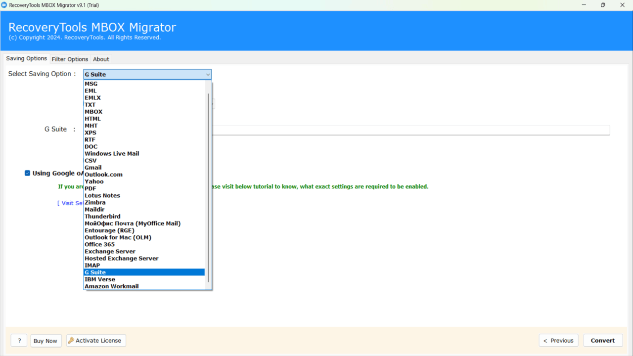 Snapshot 5 of RecoveryTools MBOX to Google Workspace Import Tool