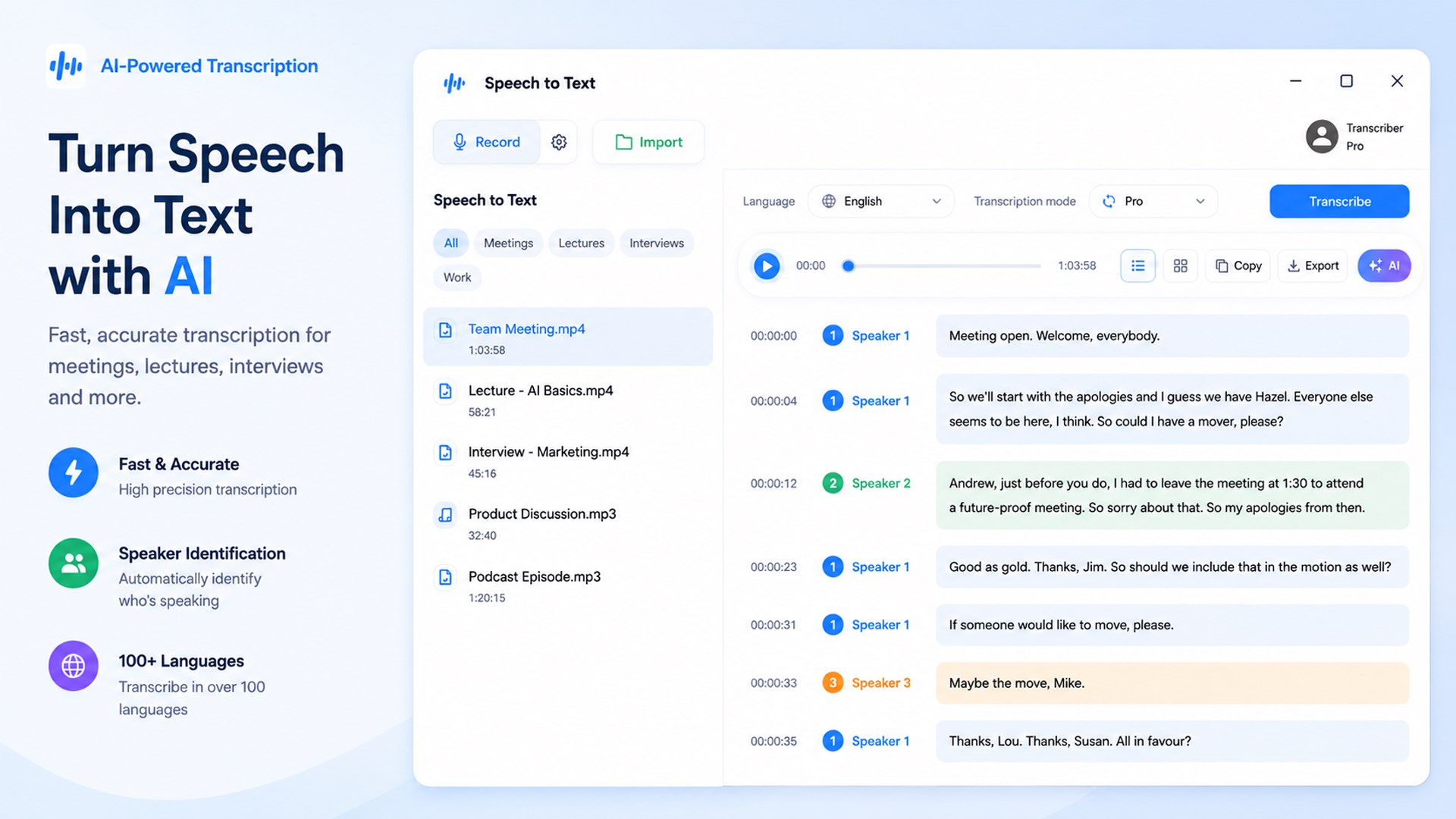 Transcribe - Speech to Text screenshot