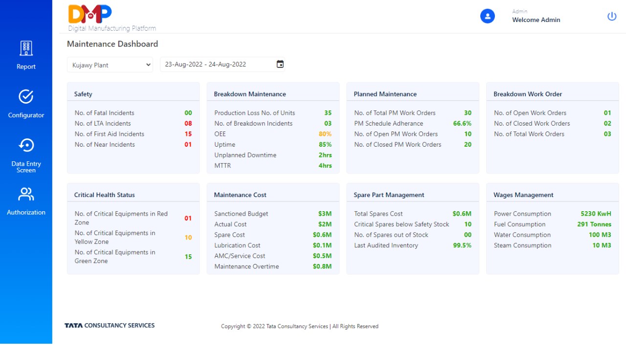 Snapshot 1 of TCS Digital Manufacturing Platform