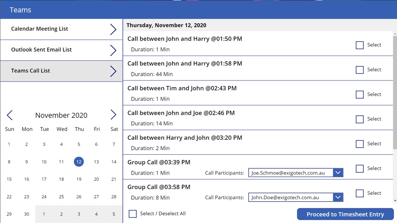 Snapshot 3 of Timesheet Automation Application