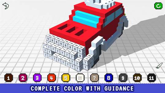 Vehicles 3D Color by Number - Voxel Coloring Book screenshot 2