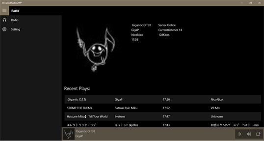 VocaloidRadio UWP screenshot 1