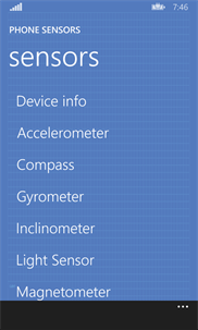 Phone sensors screenshot 1