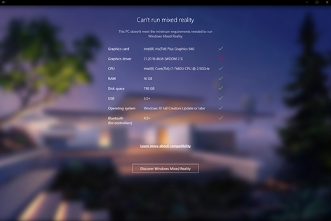 Windows Mixed Reality PC Check Screenshot