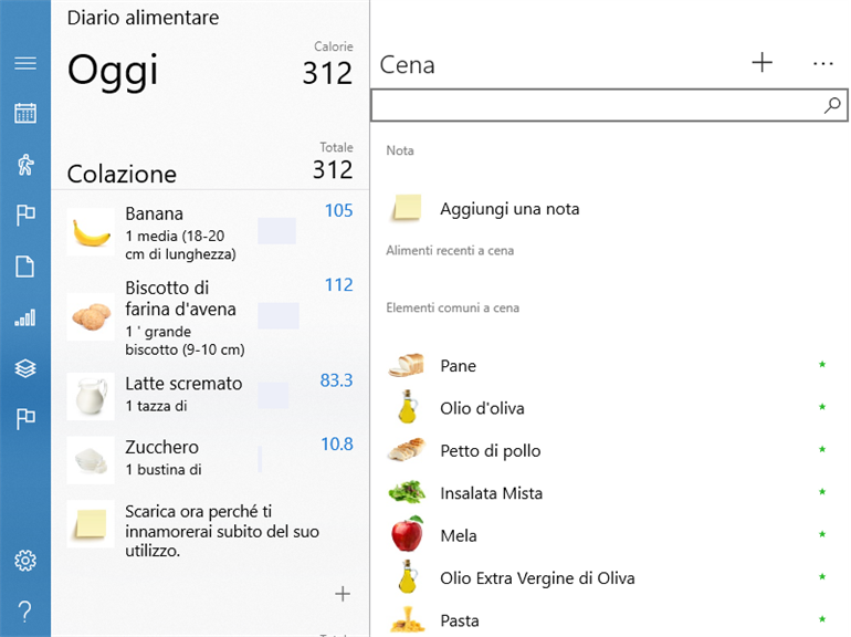 Diario alimentare - Microsoft Apps