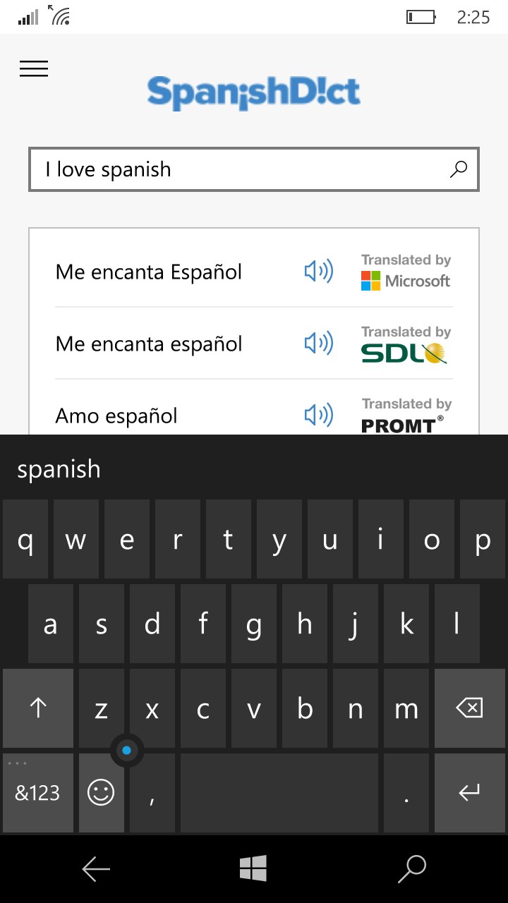 SpanishDict for Windows 10 Mobile