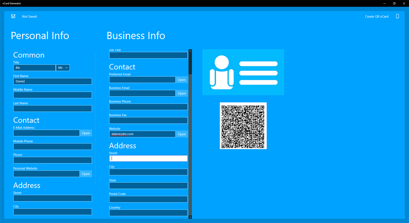#1. vCard generator (Windows) 게시자: Dalenryder Media