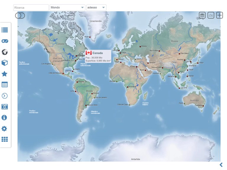 mappa del mondo di montagne e deserti