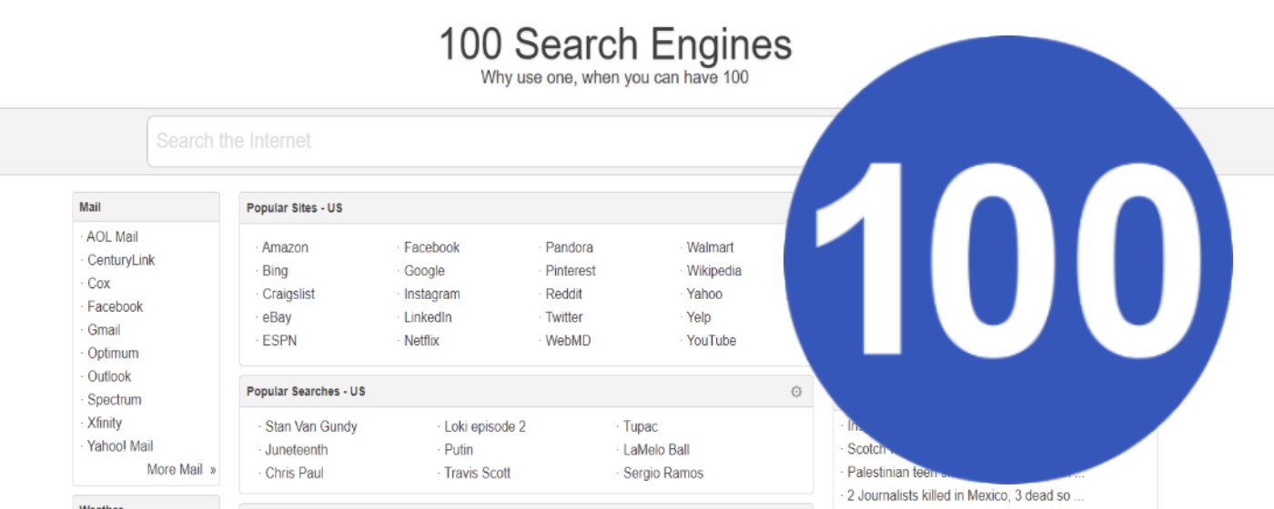 100 Search Engines marquee promo image