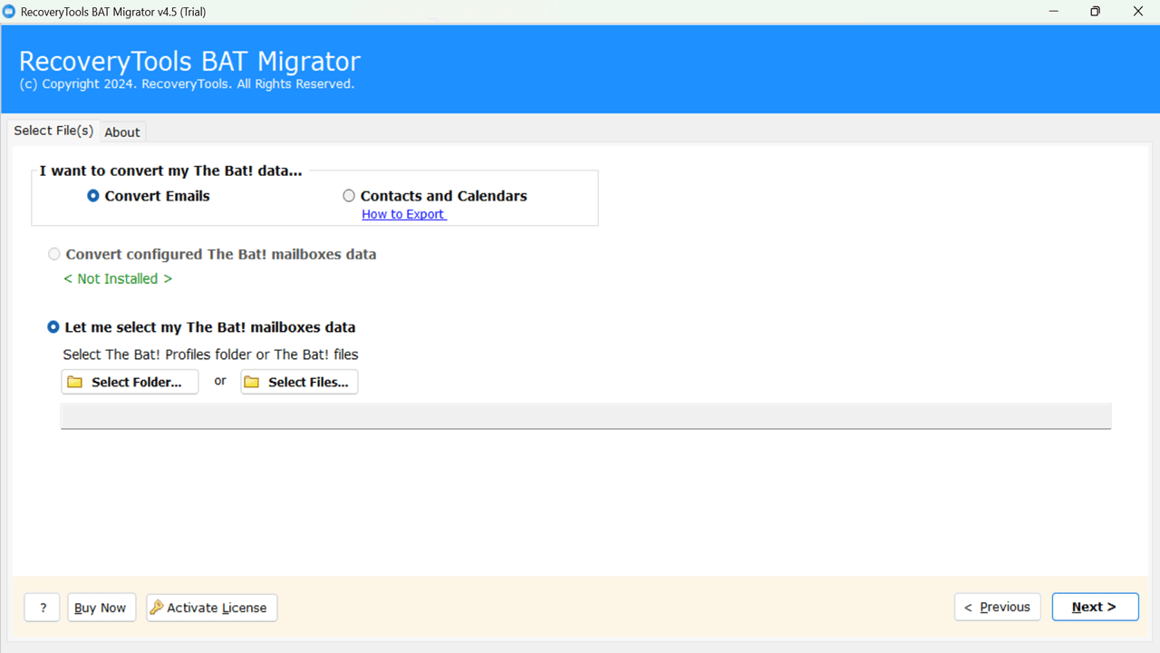 Snapshot 3 of RecoveryTools BAT Migration Tool