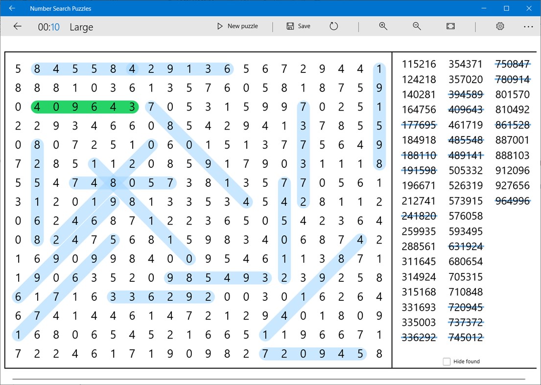 #2. Number Search Puzzles (Windows) 来自: Reflection IT