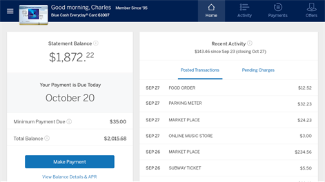 American Express Screenshot