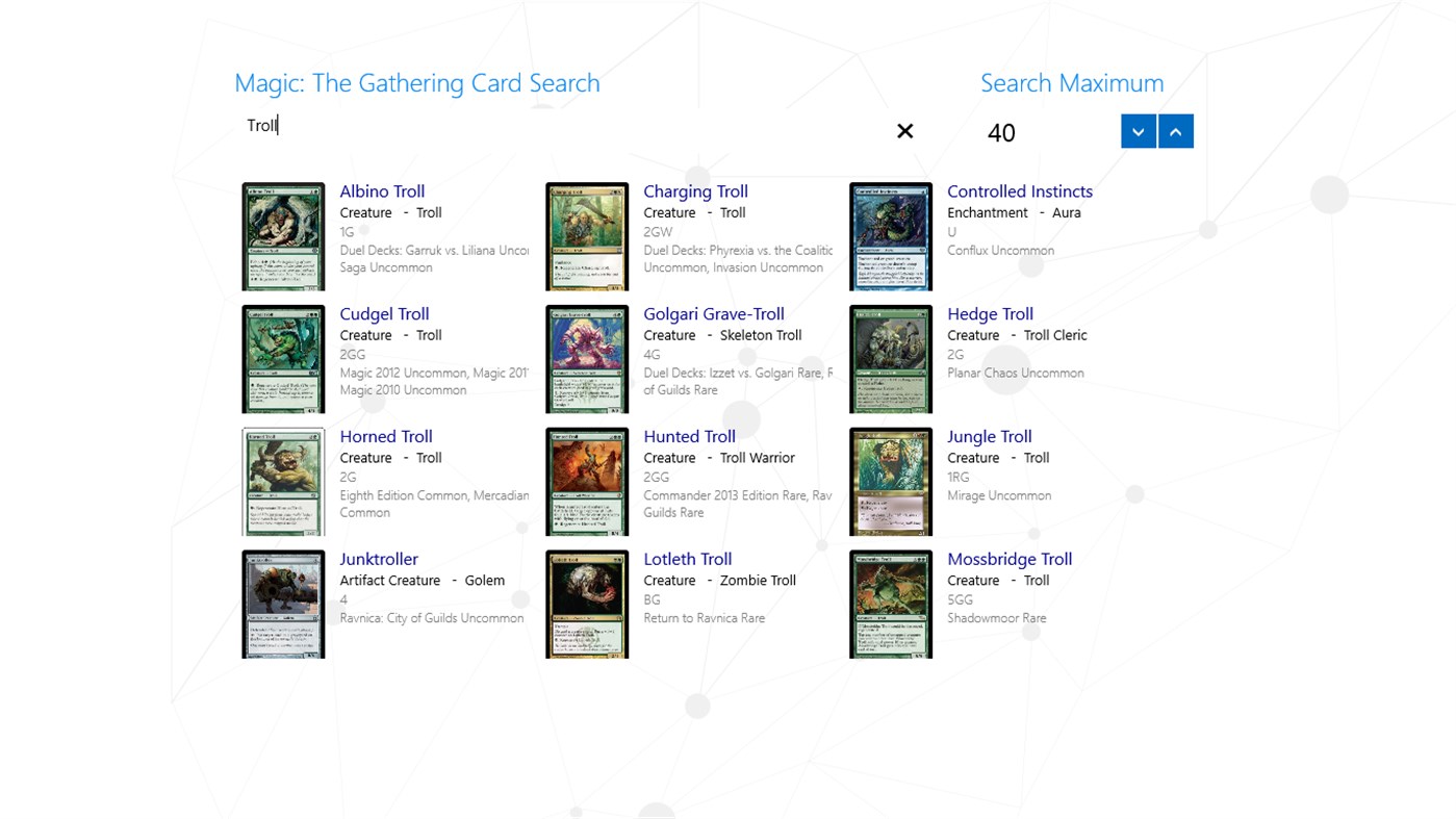 #2. MtG Card Search (Windows) By: FusionWare Integration Corp.