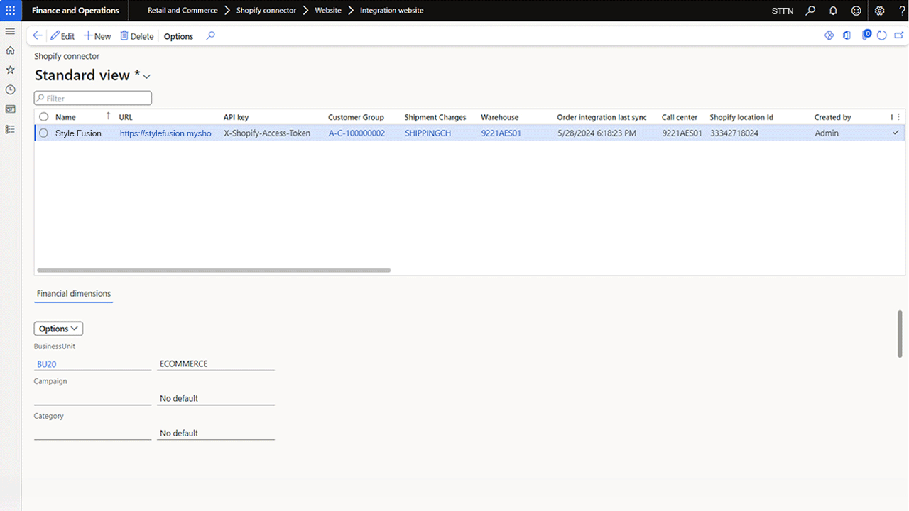 Snapshot 1 of Shopify and Dynamics 365 Integration