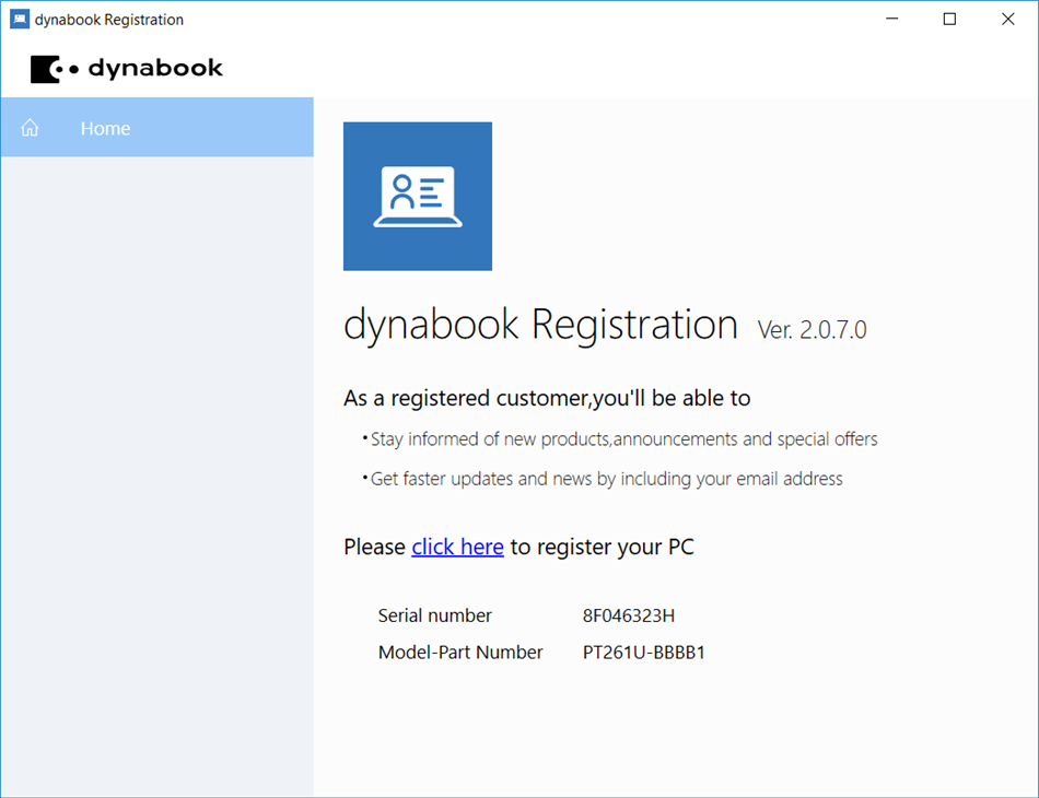 dynabook Registration (Windows) 由: Dynabook Inc.