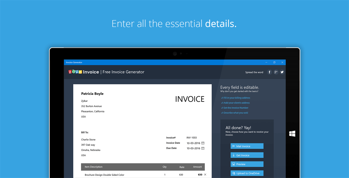 #1. Free Invoice Generator (Windows) Göre: Zoho Corp