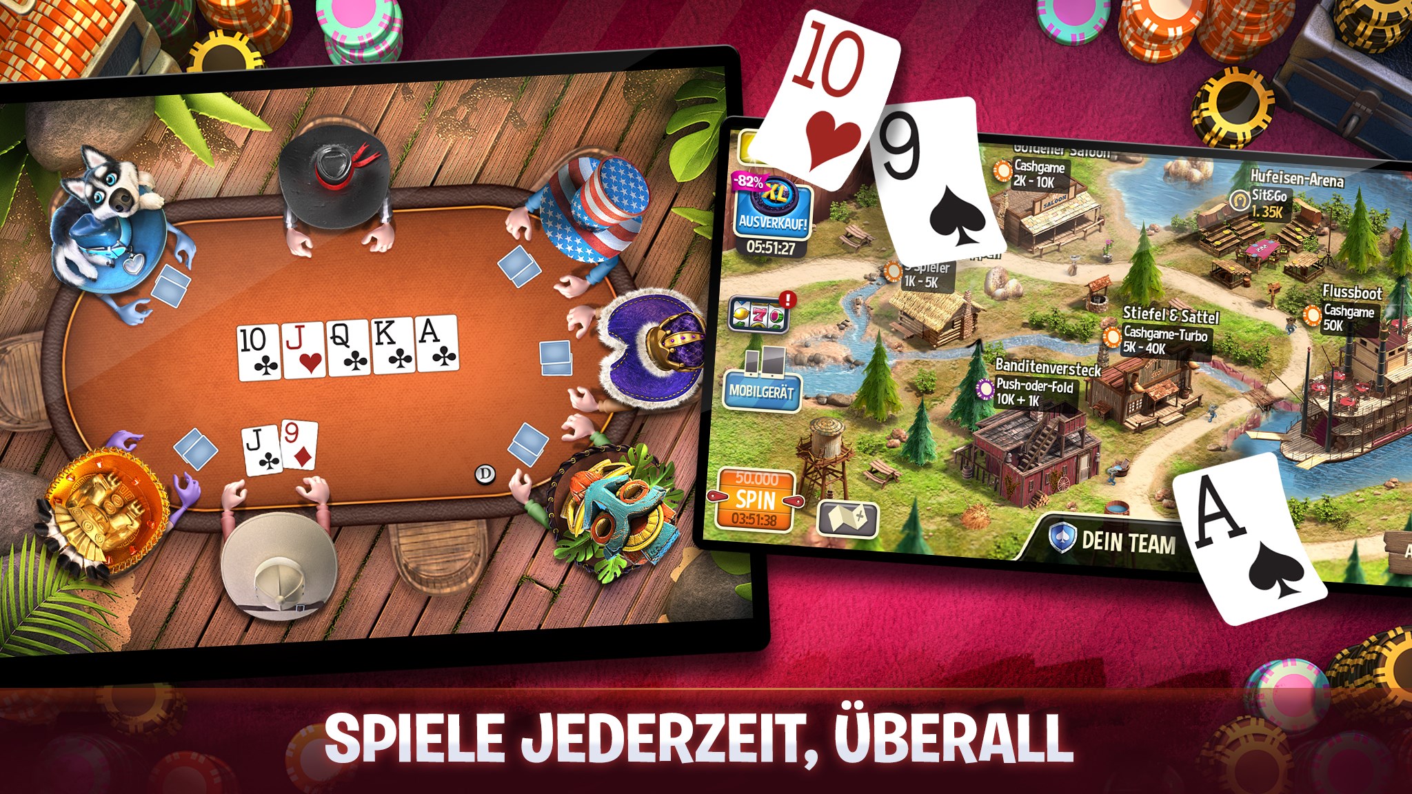 NV Casino Poker App Interface auf einem Smartphone