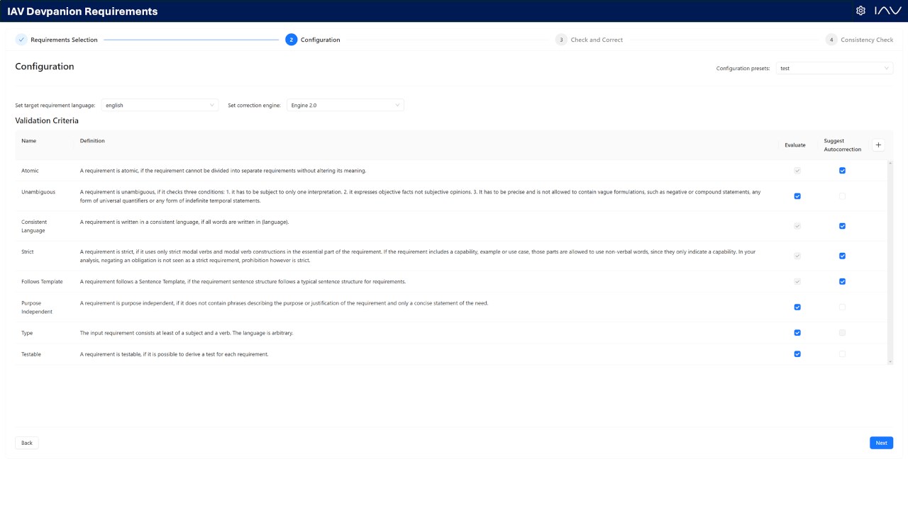 Snapshot 1 of IAV Devpanion Requirements