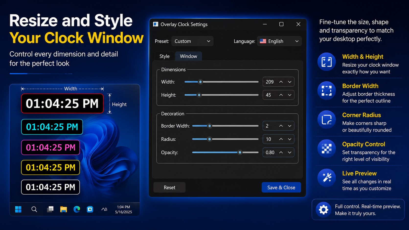 Desktop Overlay Clock screenshot