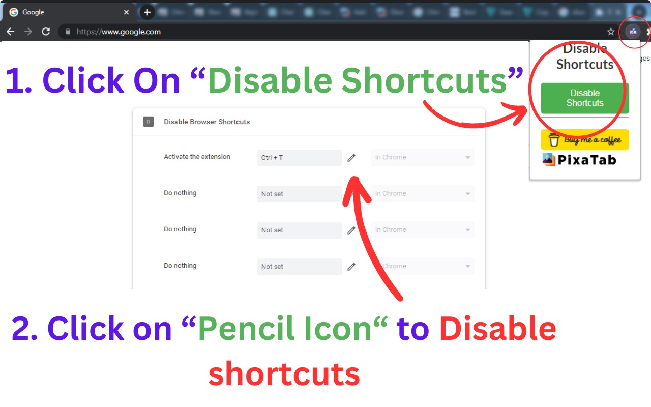 Disable Browser Shortcuts