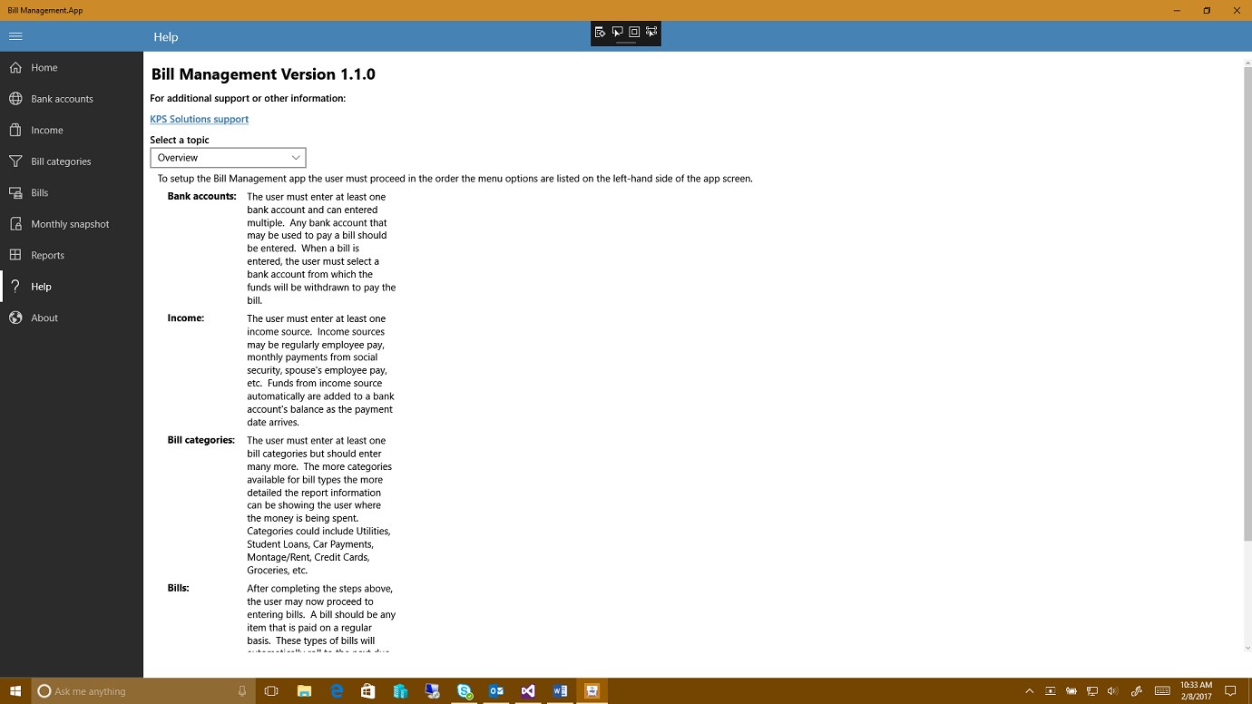 Bill Management — неофициальное приложение в Microsoft Store