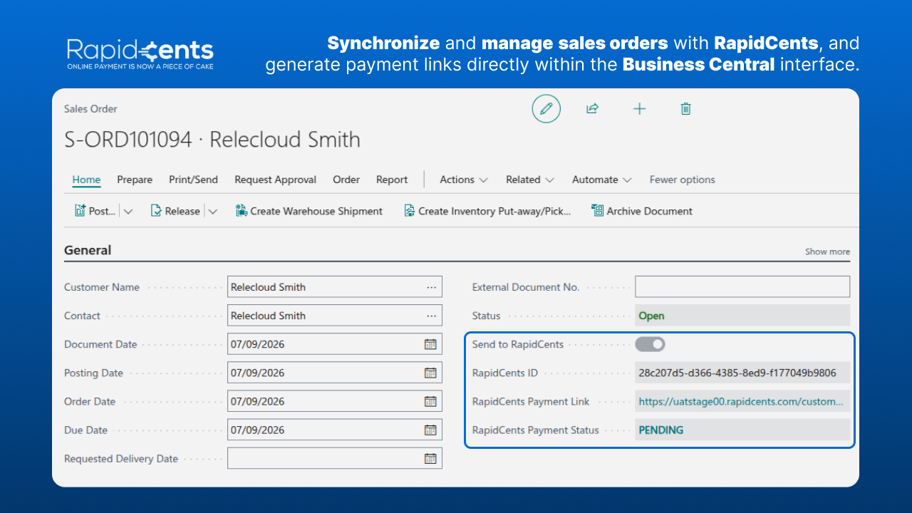 Snapshot 2 of Rapidcents in Dynamics 365