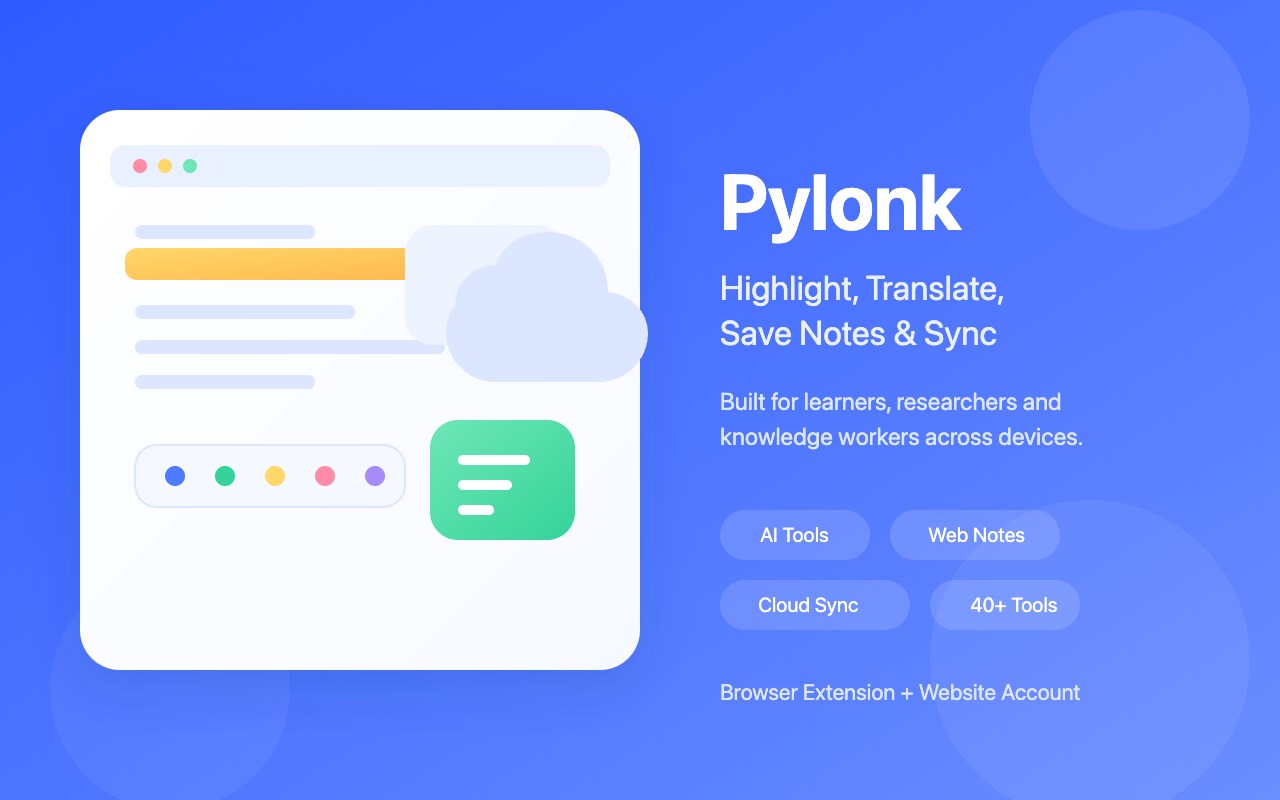 Pylonk — Text tools, notes & highlights