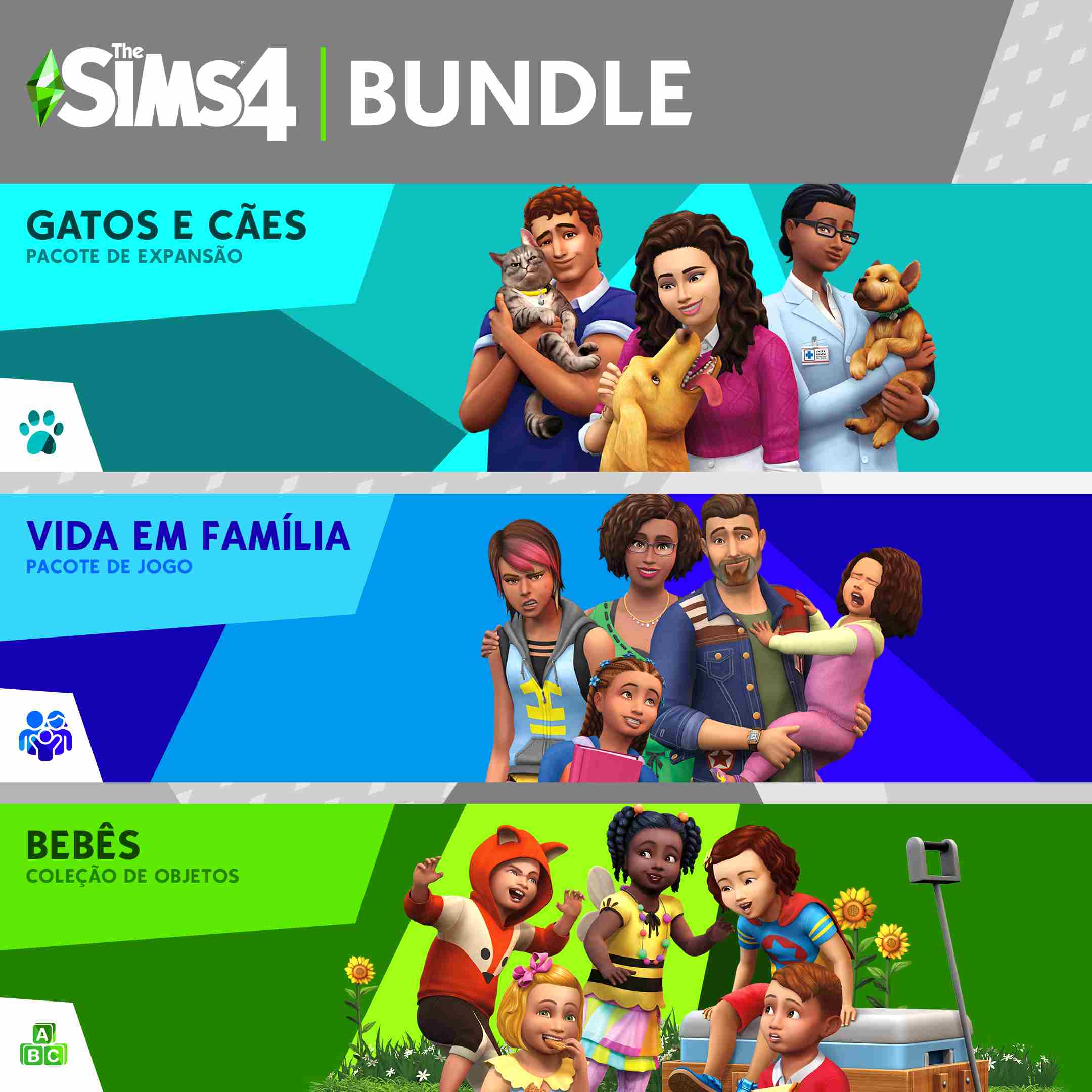 The Sims™ 4 Bundle - Gatos e Cães, Vida em Família, Bebês Coleção de Objetos
