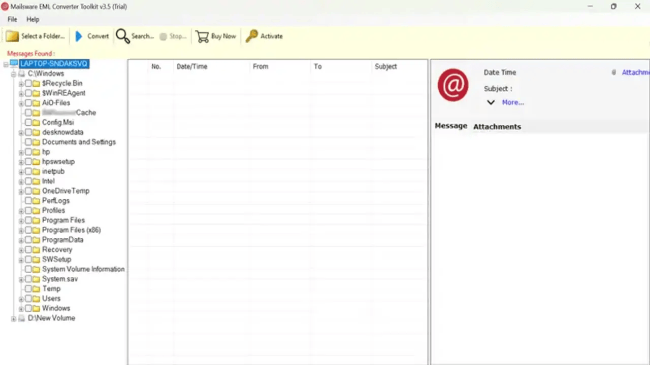 Snapshot 2 of MailsWare EML Viewer Tool
