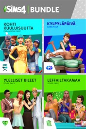 The Sims™ 4 Bundle: Live Lavishly – Kohti kuuluisuutta, Kylpyläpäivä, Ylelliset bileet Stuff, Leffailtakamaa