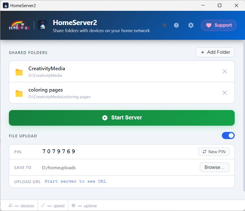 HomeServer screenshot