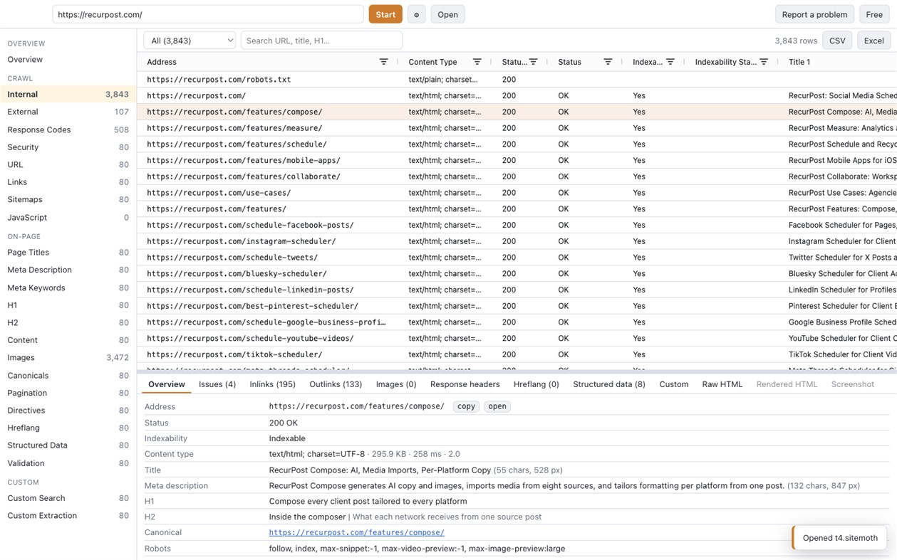 #2. SiteMoth (Windows) Av: RecurPost
