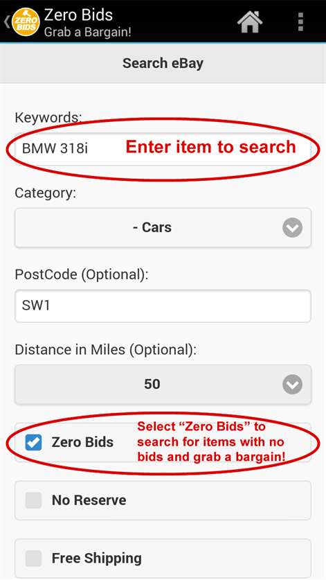Zerobids for eBay Screenshots 1