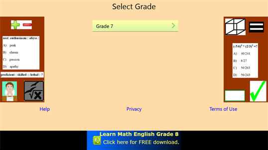 QVprep Lite Math English Grade 7 screenshot 1