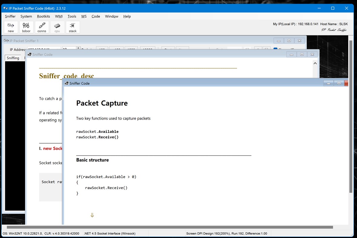 #7. IP Packet Sniffer Code (Windows) By: Million
