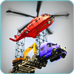 Helicopter Transporter - Heavy Excavator Crane 3D