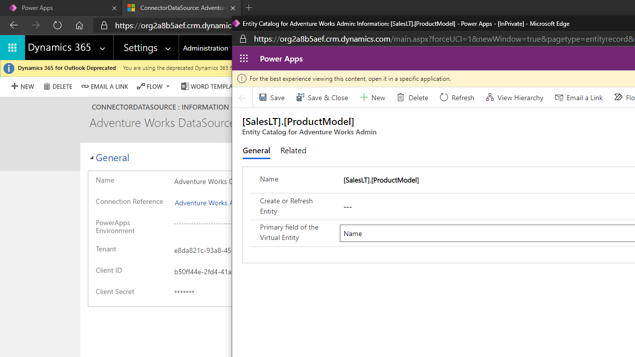 Snapshot 3 of Virtual connectors in Dataverse