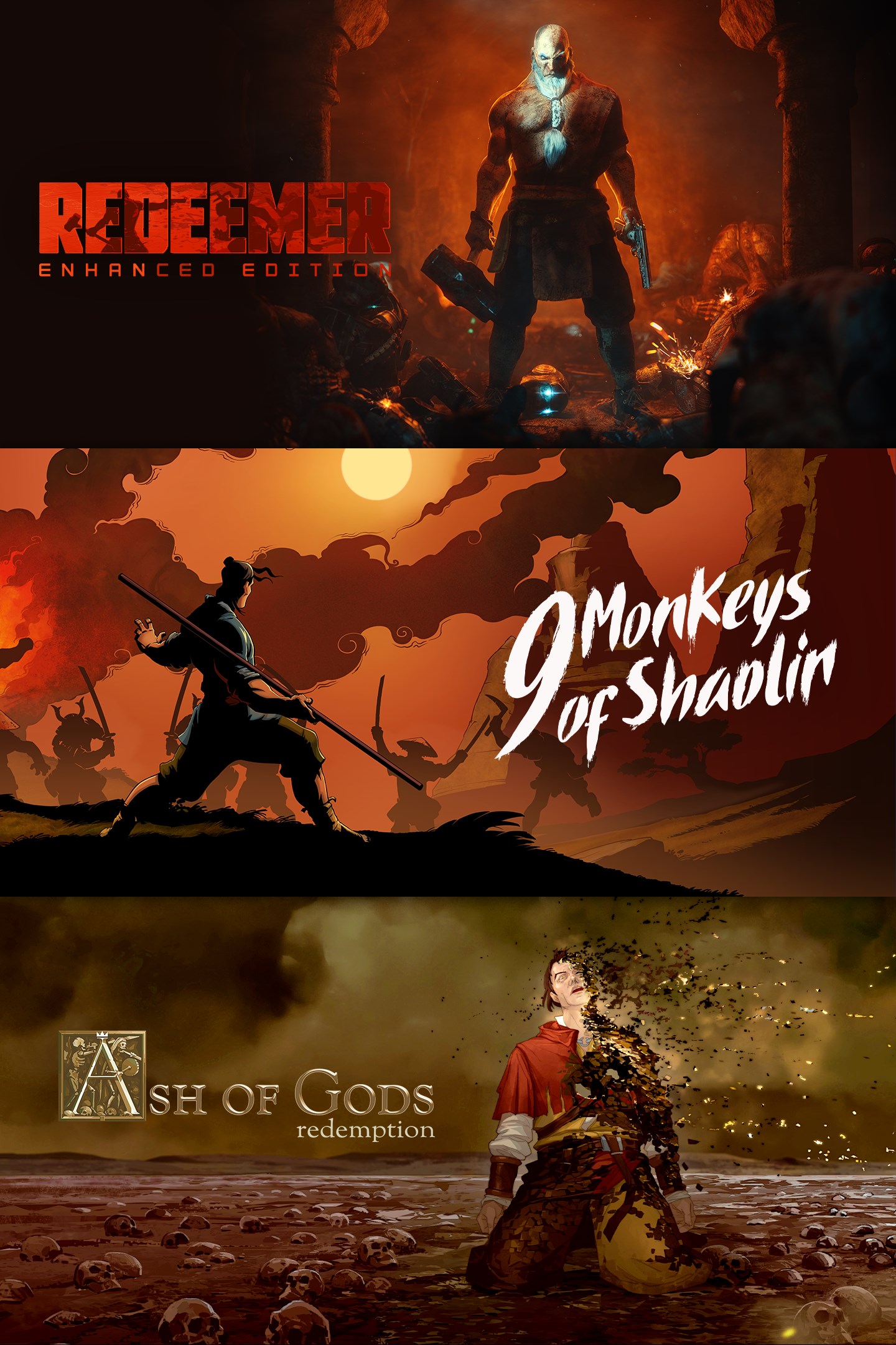 9 Monkeys of Shaolin + Ash of Gods + Redeemer: Bundle boxshot