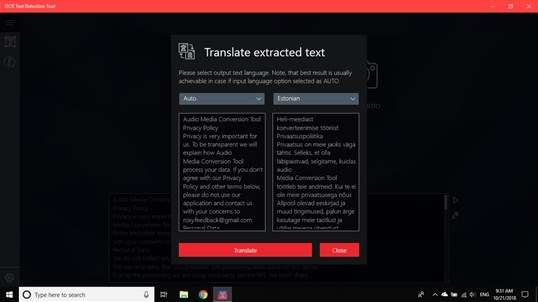 OCR Text Detection Tool screenshot