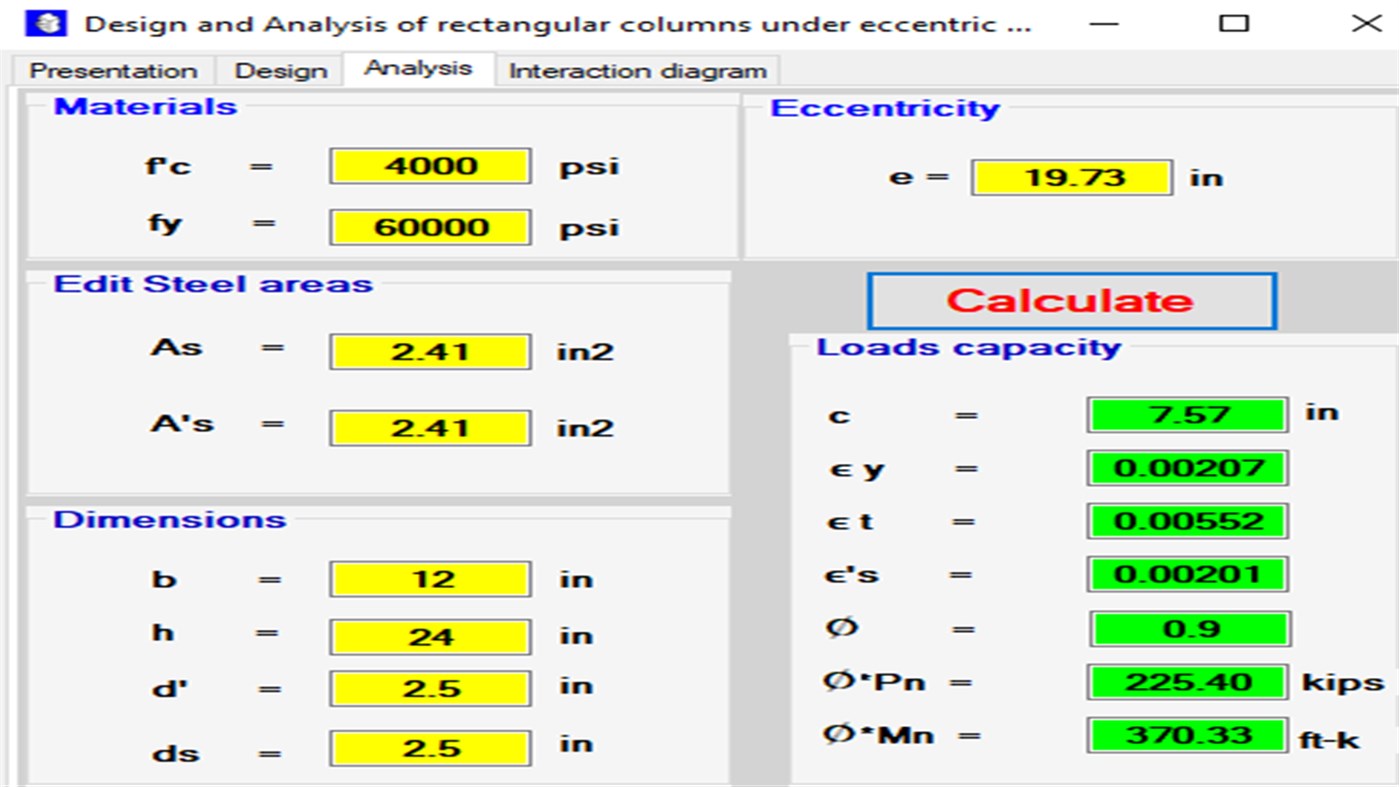 #6. Short rectangular columns for eccentric loading (Windows) Por: BSAIBES Engineering