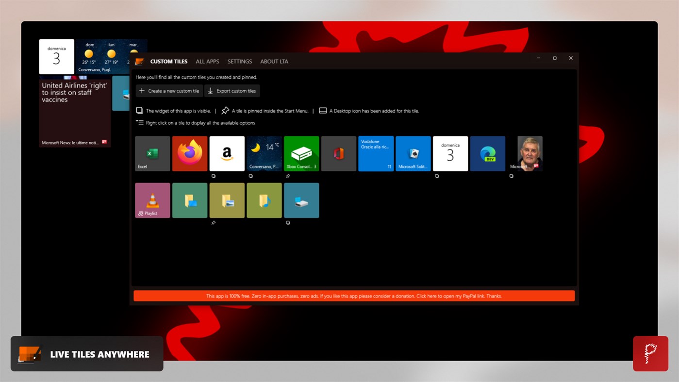 #1. Live Tiles Anywhere (Windows) 게시자: Pasqui industry