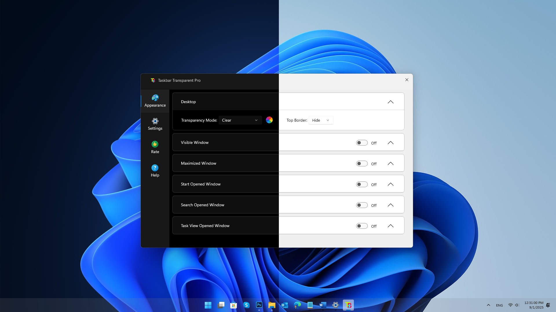 Taskbar Transparent Pro screenshot