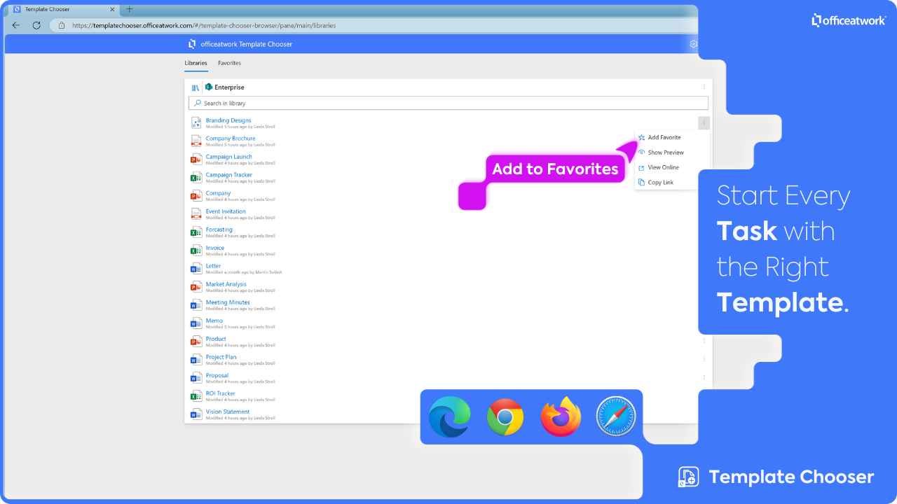 Snapshot 5 of officeatwork | Template Chooser for the Browser