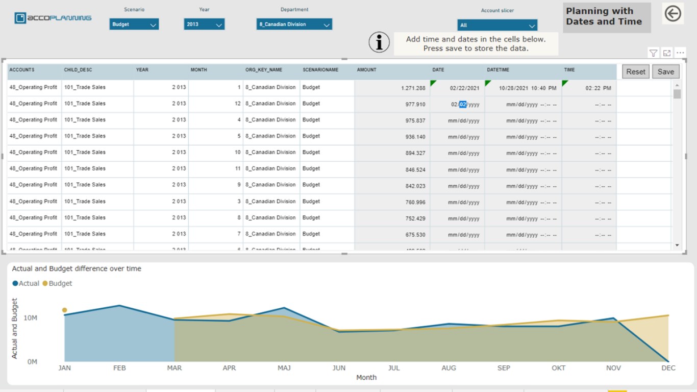 Snapshot 4 of accoPLANNING - Writeback, Planning, Matrix