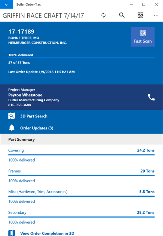 #2. Butler Order-Trac (Windows) Podle: BlueScope Buildings North America, Inc.