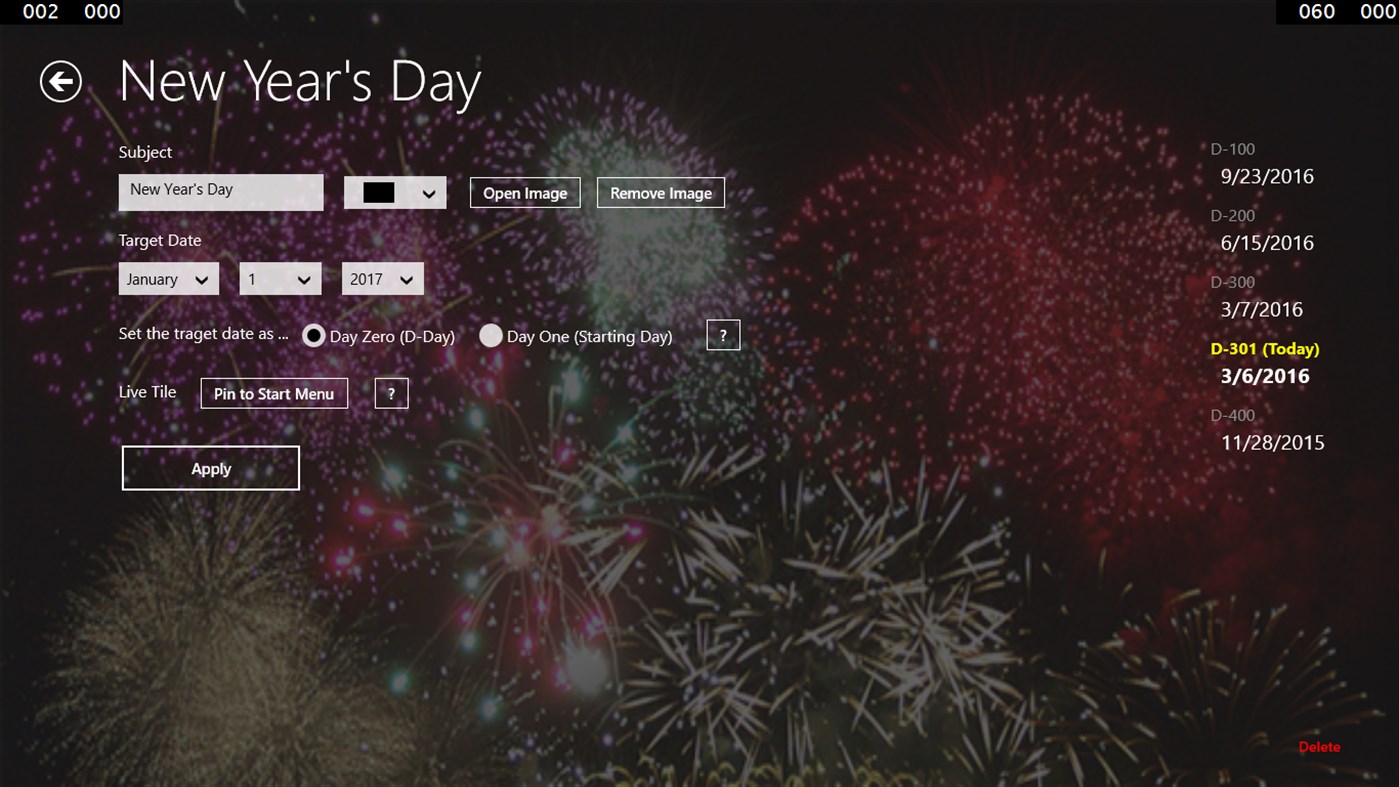 #4. D-Day Countdown Lite with Live Tile (Windows) 由: Monobutton
