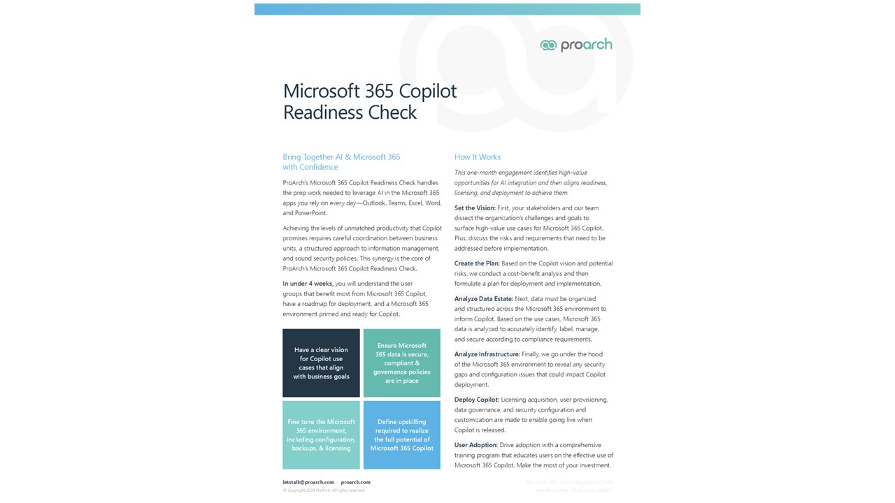 Snapshot 1 of Copilot for Microsoft 365 Readiness Engagement; 4-Wk Consultation