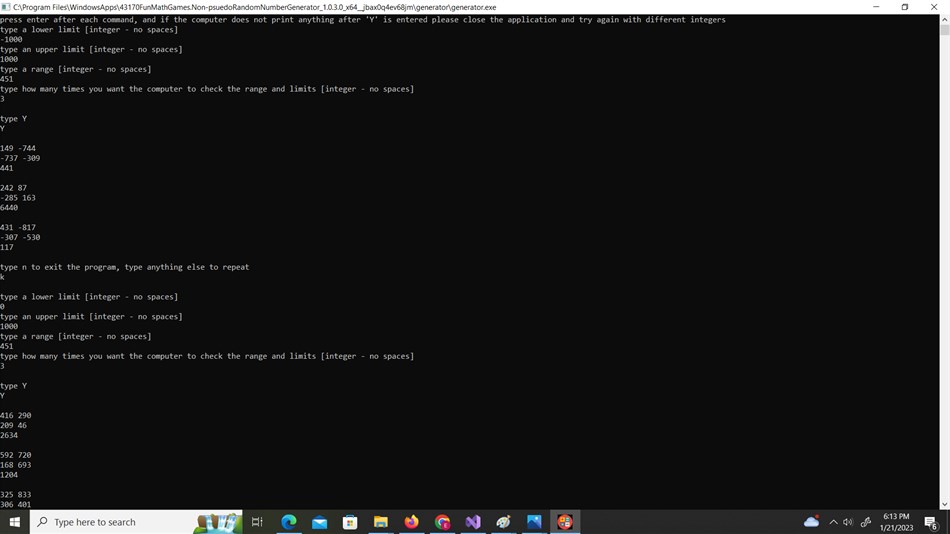 Non-psuedo Random Number Generator (Windows) Podle: FunMathGames