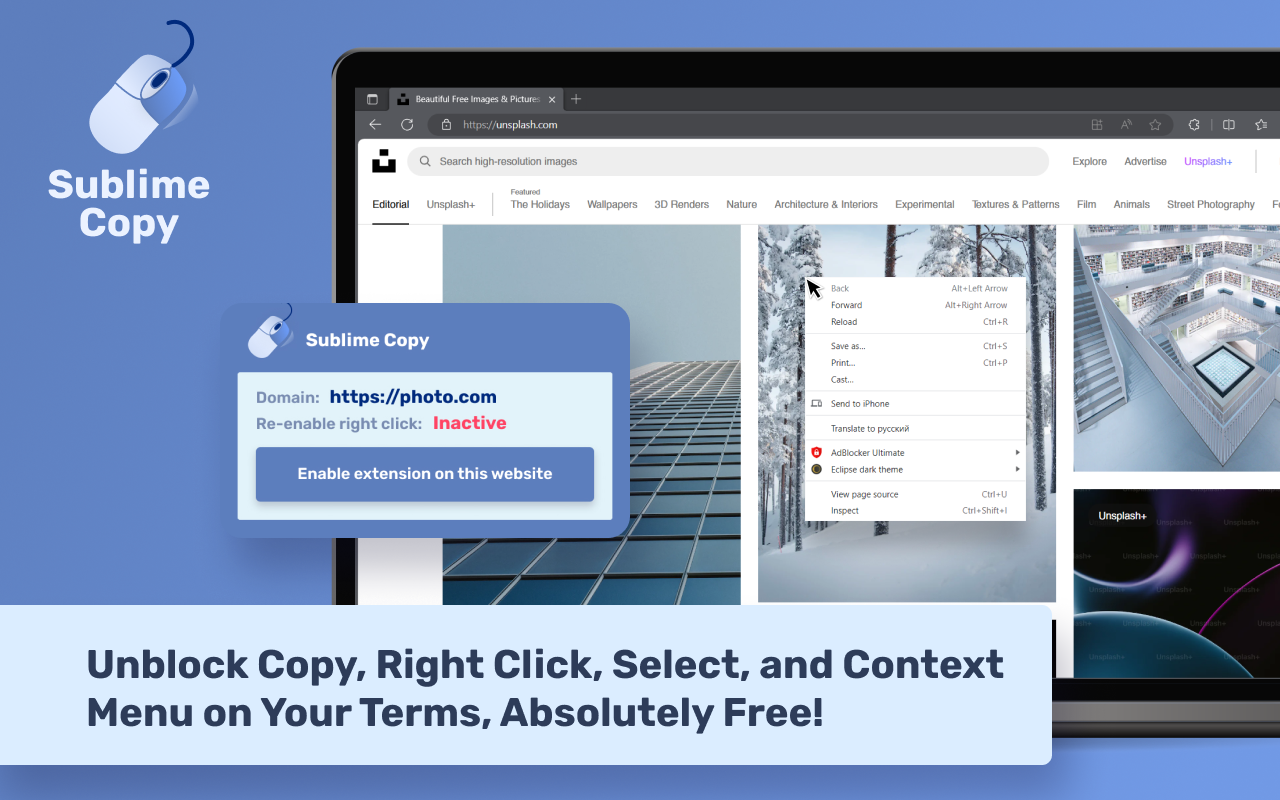 Sublime Copy: Free Web Copy/Right-Click Unlocker