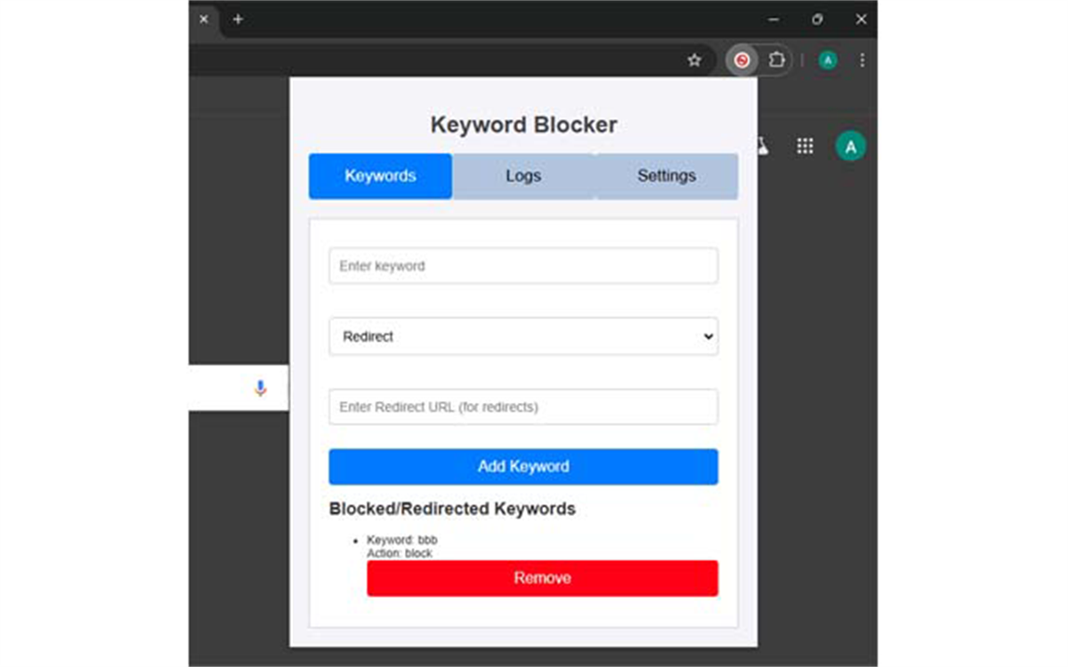 Keyword Blocker - URL Keyword Blocking Extension